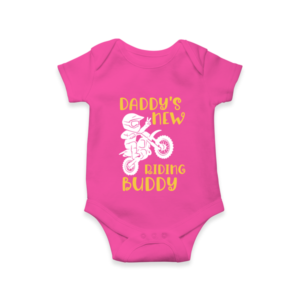 Daddy's New Riding Buddy Romper | Personalized Baby Romper for Daddy's Little Partner - HOT PINK - New Born (Chest 14")