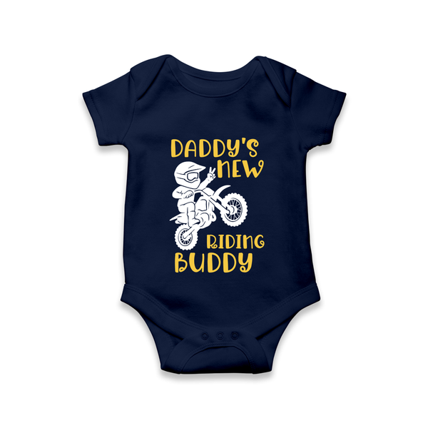 Daddy's New Riding Buddy Romper | Personalized Baby Romper for Daddy's Little Partner - NAVY BLUE - New Born (Chest 14")