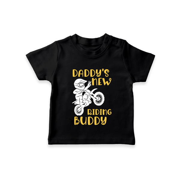Daddy's New Riding Buddy TShirt | Personalized Baby TShirt for Daddy's Little Partner - BLACK - 0-5 Months Old (Chest 17")