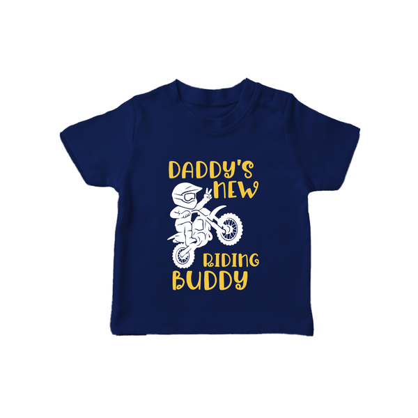 Daddy's New Riding Buddy TShirt | Personalized Baby TShirt for Daddy's Little Partner - NAVY BLUE - 0-5 Months Old (Chest 17")