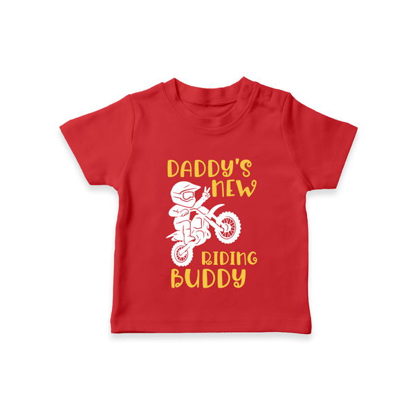 Daddy's New Riding Buddy TShirt | Personalized Baby TShirt for Daddy's Little Partner - RED - 0-5 Months Old (Chest 17")
