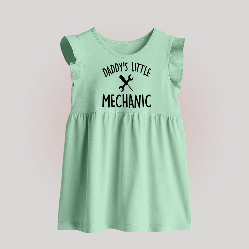 Daddy's Little Mechanic Baby Frock | Custom BabyFrock for Daddy's Helper - MINT GREEN - 0 - 3 Months Old (Chest 17")