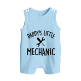 Daddy's Little Mechanic Romper Suit | Custom Baby Romper Suit for Daddy's Helper - BABY BLUE - 0 - 5 Months Old (Chest 18")