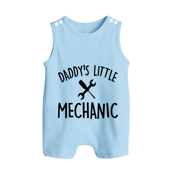 Daddy's Little Mechanic Romper Suit | Custom Baby Romper Suit for Daddy's Helper - BABY BLUE - 0 - 5 Months Old (Chest 18")