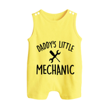 Daddy's Little Mechanic Romper Suit | Custom Baby Romper Suit for Daddy's Helper - PASTEL YELLOW - 0 - 5 Months Old (Chest 18")