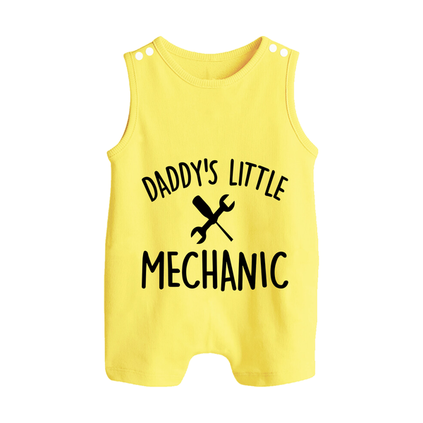 Daddy's Little Mechanic Romper Suit | Custom Baby Romper Suit for Daddy's Helper - PASTEL YELLOW - 0 - 5 Months Old (Chest 18")