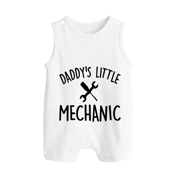 Daddy's Little Mechanic Romper Suit | Custom Baby Romper Suit for Daddy's Helper - WHITE - 0 - 5 Months Old (Chest 18")