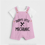 Daddy's Little Mechanic Dungaree | Custom Baby Dungaree for Daddy's Helper - BABY PINK - 0 - 5 Months Old (Chest 18")
