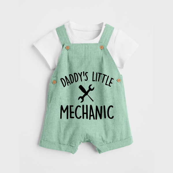 Daddy's Little Mechanic Dungaree | Custom Baby Dungaree for Daddy's Helper - MINT GREEN - 0 - 5 Months Old (Chest 18")
