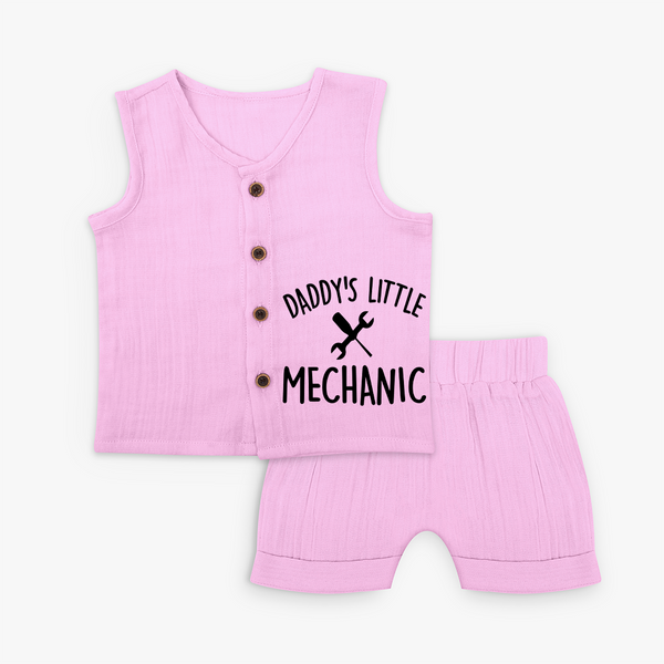 Daddy's Little Mechanic Jabla Set | Custom Baby Jabla Set for Daddy's Helper - BABY PINK - 0 - 3 Months Old (Chest 9.8")