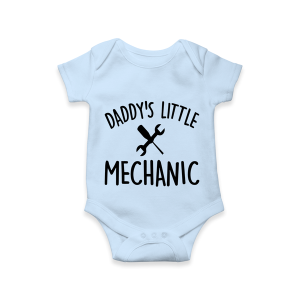 Daddy's Little Mechanic Romper | Custom Baby Romper for Daddy's Helper - BABY BLUE - New Born (Chest 14")