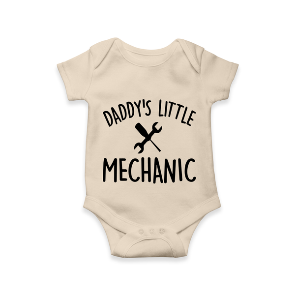 Daddy's Little Mechanic Romper | Custom Baby Romper for Daddy's Helper - IVORY - New Born (Chest 14")