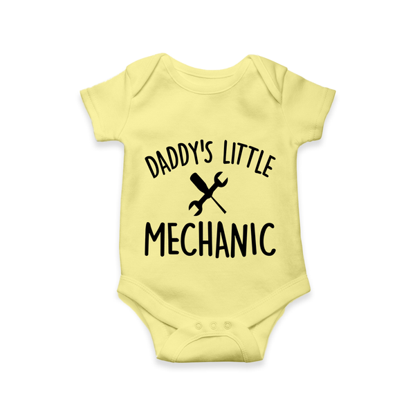 Daddy's Little Mechanic Romper | Custom Baby Romper for Daddy's Helper - PASTEL YELLOW - New Born (Chest 14")