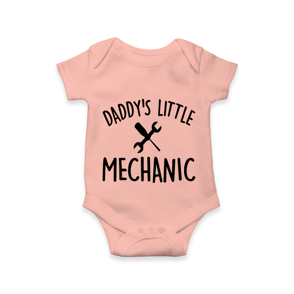 Daddy's Little Mechanic Romper | Custom Baby Romper for Daddy's Helper - PEACH - New Born (Chest 14")