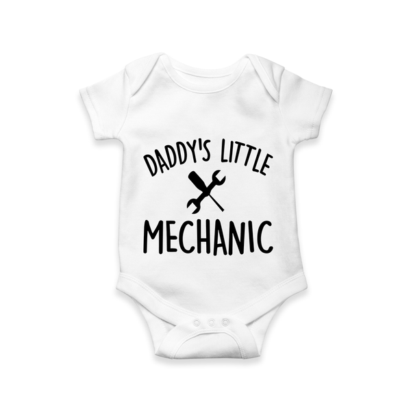 Daddy's Little Mechanic Romper | Custom Baby Romper for Daddy's Helper - WHITE - New Born (Chest 14")