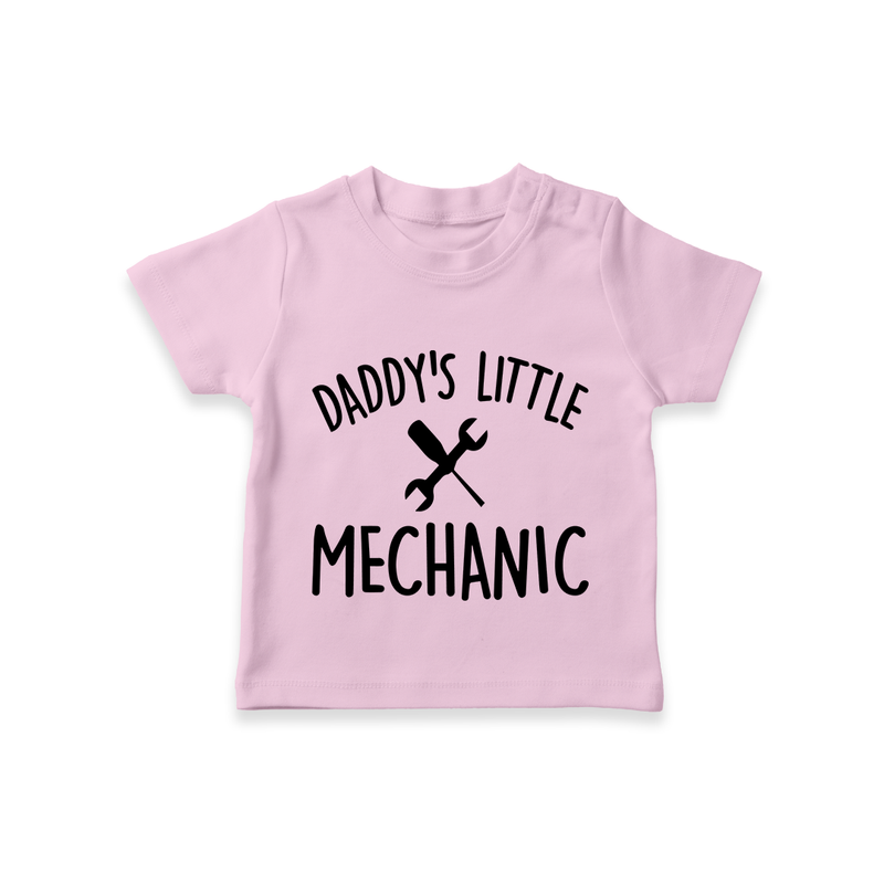 Daddy's Little Mechanic TShirt | Custom Baby TShirt for Daddy's Helper - BABY PINK - 0-5 Months Old (Chest 17")