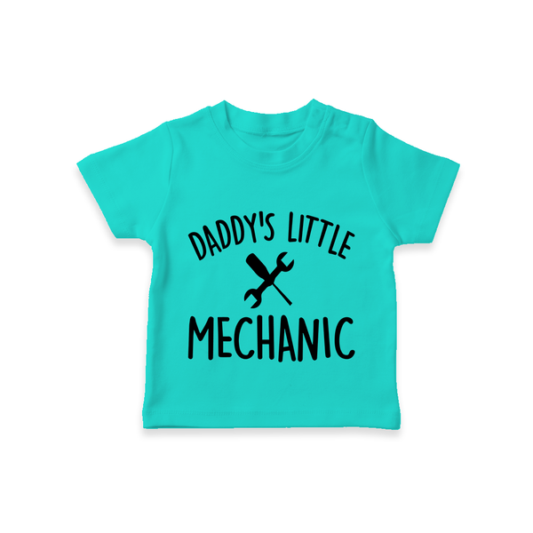 Daddy's Little Mechanic TShirt | Custom Baby TShirt for Daddy's Helper - TEAL - 0-5 Months Old (Chest 17")