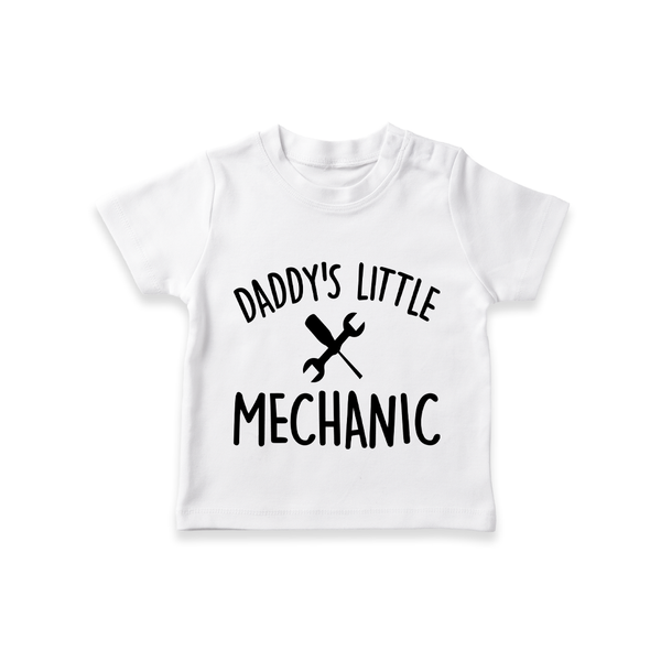 Daddy's Little Mechanic TShirt | Custom Baby TShirt for Daddy's Helper - WHITE - 0-5 Months Old (Chest 17")