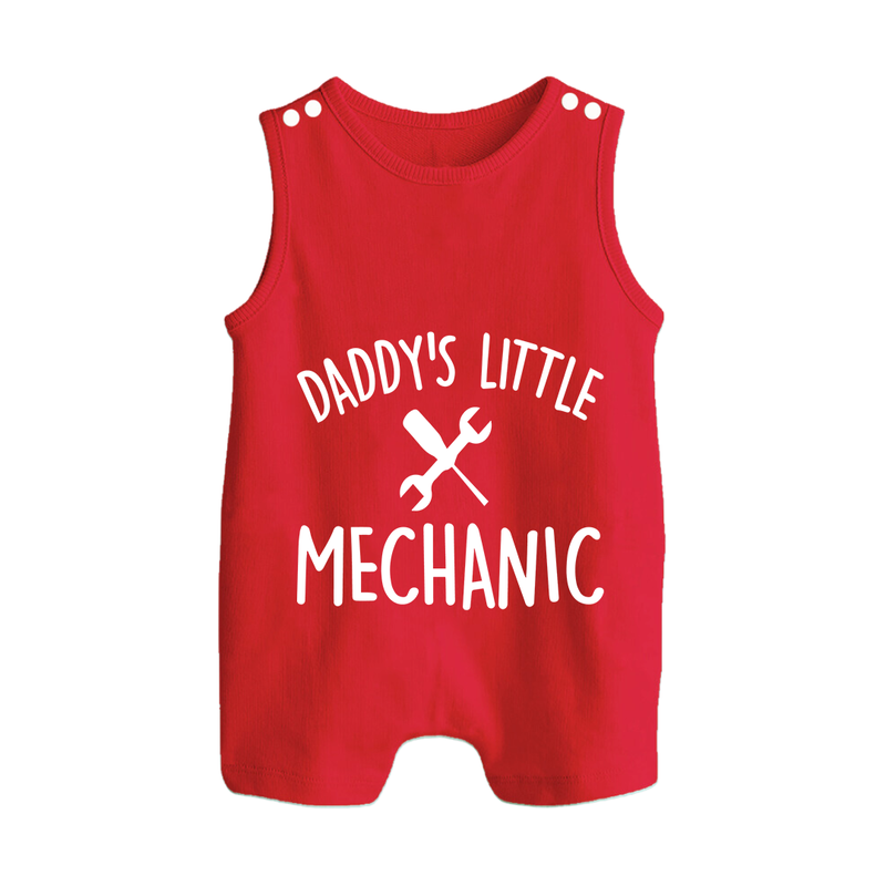 Daddy's Little Mechanic Romper Suit | Custom Baby Romper Suit for Daddy's Helper - RED - 0 - 5 Months Old (Chest 18")