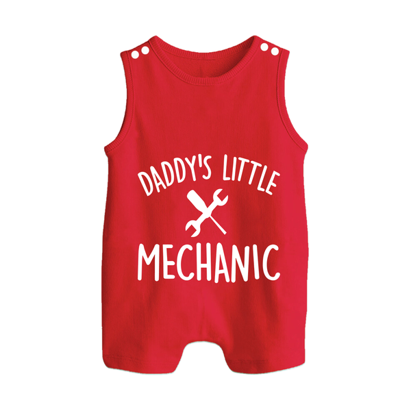 Daddy's Little Mechanic Romper Suit | Custom Baby Romper Suit for Daddy's Helper - RED - 0 - 5 Months Old (Chest 18")