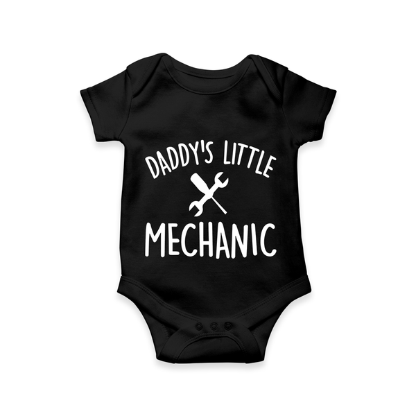 Daddy's Little Mechanic Romper | Custom Baby Romper for Daddy's Helper - BLACK - New Born (Chest 14")