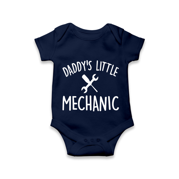 Daddy's Little Mechanic Romper | Custom Baby Romper for Daddy's Helper - NAVY BLUE - New Born (Chest 14")
