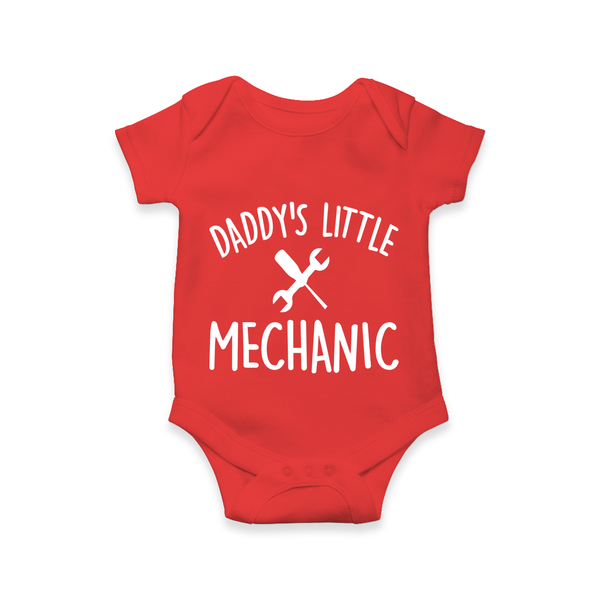 Daddy's Little Mechanic Romper | Custom Baby Romper for Daddy's Helper - RED - New Born (Chest 14")