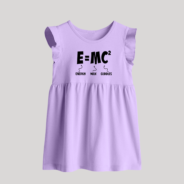 E=MC^2 Baby Frock | Personalized BabyFrock for the Little Genius - LILAC - 0 - 3 Months Old (Chest 17")