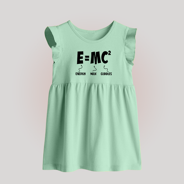 E=MC^2 Baby Frock | Personalized BabyFrock for the Little Genius - MINT GREEN - 0 - 3 Months Old (Chest 17")
