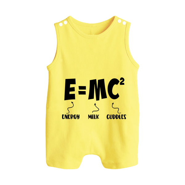 E=MC^2 Romper Suit | Personalized Baby Romper Suit for the Little Genius - PASTEL YELLOW - 0 - 5 Months Old (Chest 18")