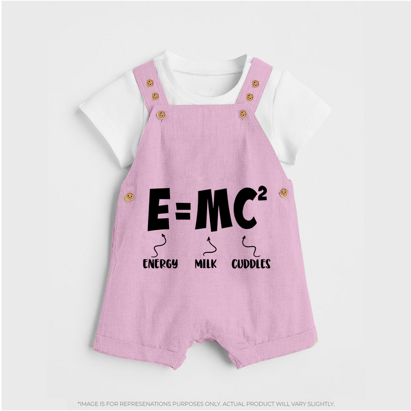 E=MC^2 Dungaree | Personalized Baby Dungaree for the Little Genius - BABY PINK - 0 - 5 Months Old (Chest 18")