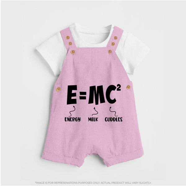 E=MC^2 Dungaree | Personalized Baby Dungaree for the Little Genius - BABY PINK - 0 - 5 Months Old (Chest 18")