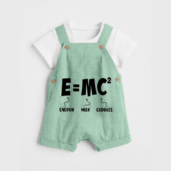 E=MC^2 Dungaree | Personalized Baby Dungaree for the Little Genius - MINT GREEN - 0 - 5 Months Old (Chest 18")