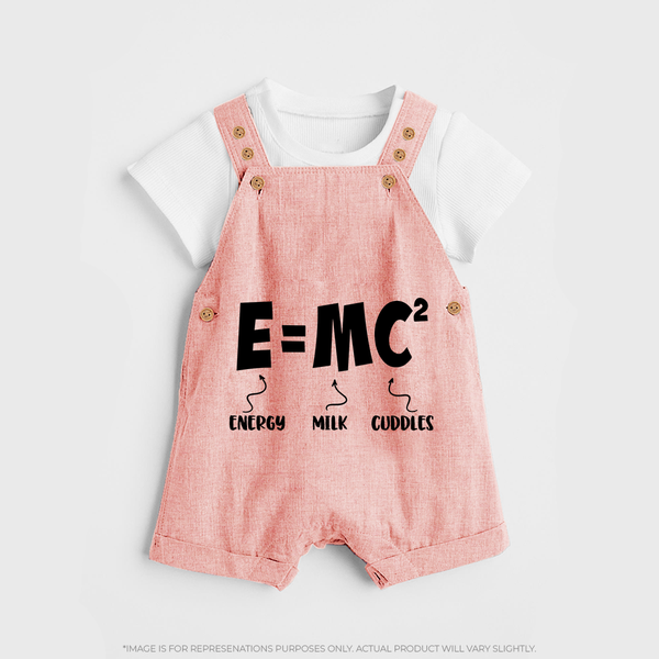 E=MC^2 Dungaree | Personalized Baby Dungaree for the Little Genius - PEACH - 0 - 5 Months Old (Chest 18")
