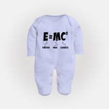 E=MC^2 Sleep Suit | Personalized Baby Sleep Suit for the Little Genius - BABY BLUE - New Born (Chest 7.5")