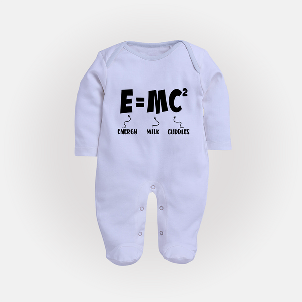 E=MC^2 Sleep Suit | Personalized Baby Sleep Suit for the Little Genius - BABY BLUE - New Born (Chest 7.5")