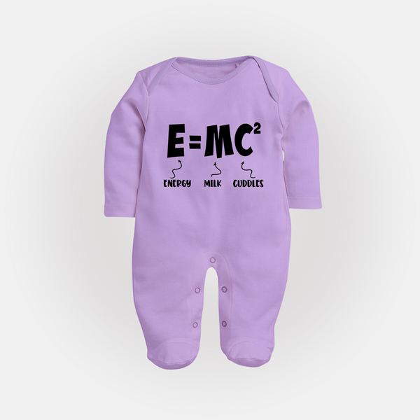 E=MC^2 Sleep Suit | Personalized Baby Sleep Suit for the Little Genius - LILAC - New Born (Chest 7.5")