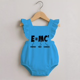 E=MC^2 Romper Frock | Personalized Baby Romper Frock for the Little Genius - SKY BLUE - 0 - 3 Months Old (Chest 19")
