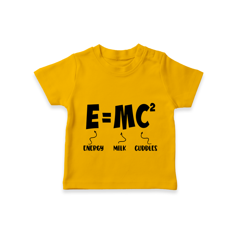 E=MC^2 TShirt | Personalized Baby TShirt for the Little Genius - CHROME YELLOW - 0-5 Months Old (Chest 17")