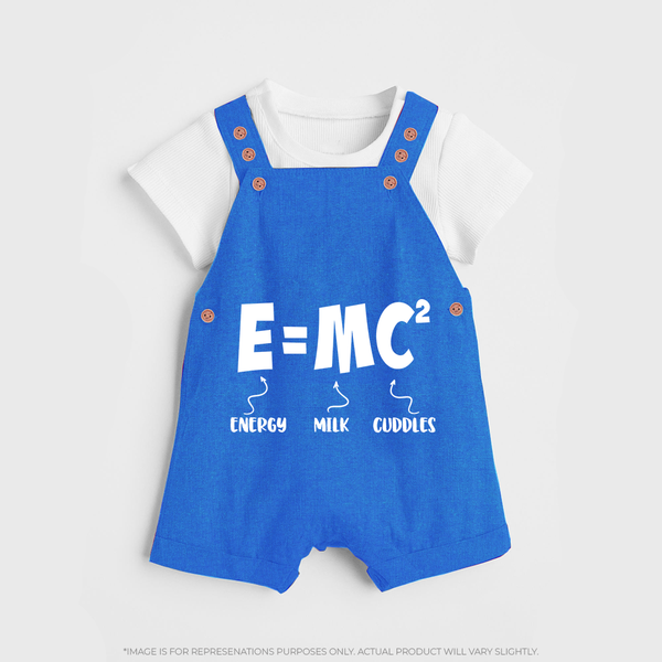E=MC^2 Dungaree | Personalized Baby Dungaree for the Little Genius - COBALT BLUE - 0 - 5 Months Old (Chest 18")