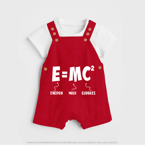 E=MC^2 Dungaree | Personalized Baby Dungaree for the Little Genius - RED - 0 - 5 Months Old (Chest 18")