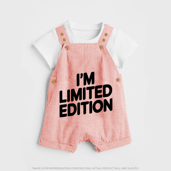 I'm Limited Edition Dungaree | Custom Baby Dungaree for Your Unique Little One - PEACH - 0 - 5 Months Old (Chest 18")
