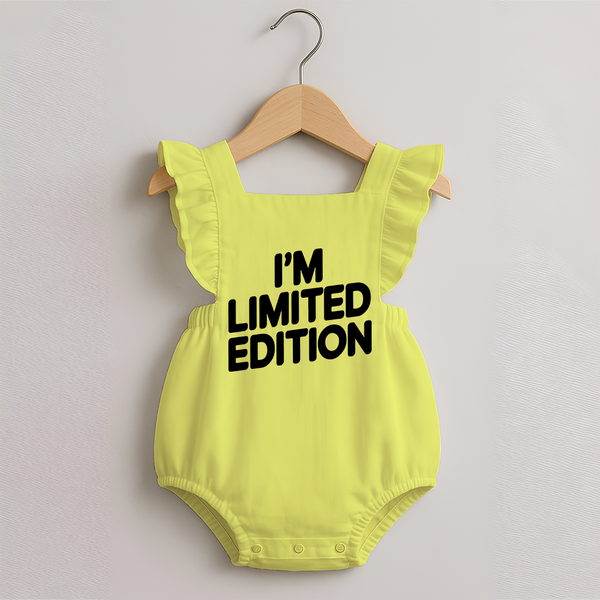 I'm Limited Edition Romper Frock | Custom Baby Romper Frock for Your Unique Little One - PASTEL YELLOW - 0 - 3 Months Old (Chest 19")