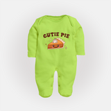 Cutie Pie Sleep Suit | Personalized Baby Sleep Suit for Your Little Cutie - LIME GREEN - New Born (Chest 7.5")