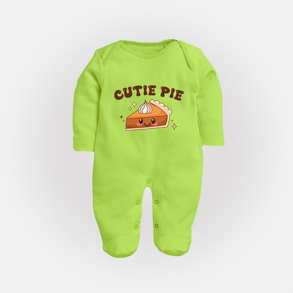 Cutie Pie Sleep Suit | Personalized Baby Sleep Suit for Your Little Cutie - LIME GREEN - New Born (Chest 7.5")
