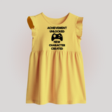 Achievement Unlocked New Character Created Baby Frock | Custom BabyFrock for Milestones - PASTEL YELLOW - 0 - 3 Months Old (Chest 17")
