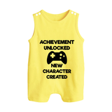 Achievement Unlocked New Character Created Romper Suit | Custom Baby Romper Suit for Milestones - PASTEL YELLOW - 0 - 5 Months Old (Chest 18")