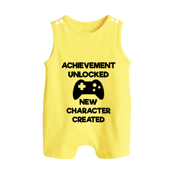 Achievement Unlocked New Character Created Romper Suit | Custom Baby Romper Suit for Milestones - PASTEL YELLOW - 0 - 5 Months Old (Chest 18")