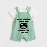 Achievement Unlocked New Character Created Dungaree | Custom Baby Dungaree for Milestones - MINT GREEN - 0 - 5 Months Old (Chest 18")