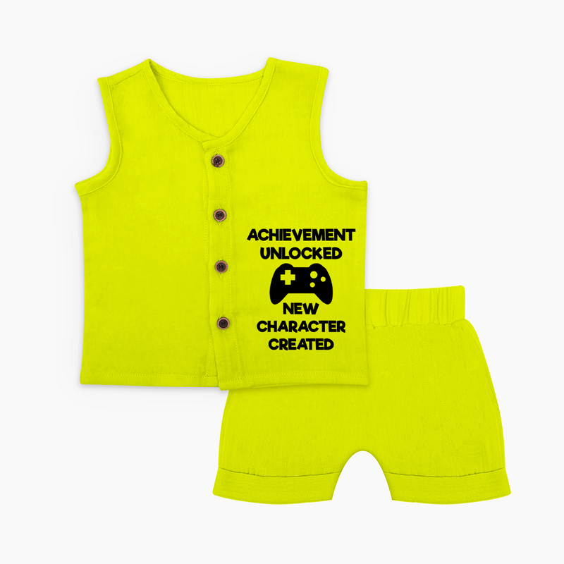 Achievement Unlocked New Character Created Jabla Set | Custom Baby Jabla Set for Milestones - LIME GREEN - 0 - 3 Months Old (Chest 9.8")